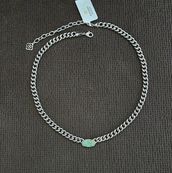 Kendra Scott "Grier" Pendant Necklace in Silver🤍 Sea🌊 Green💚 Chrysocolla - Picture 15 of 16